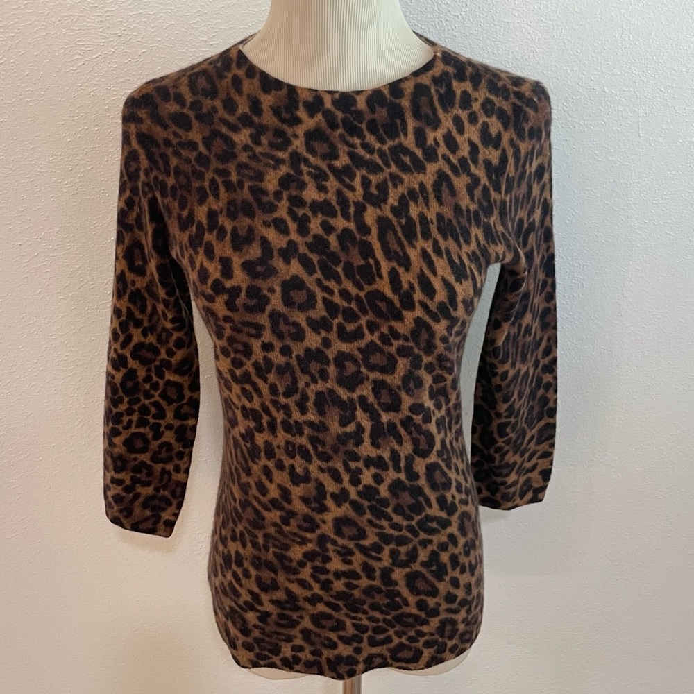 Talbots 100% Cashmere Cheetah Print Sweater